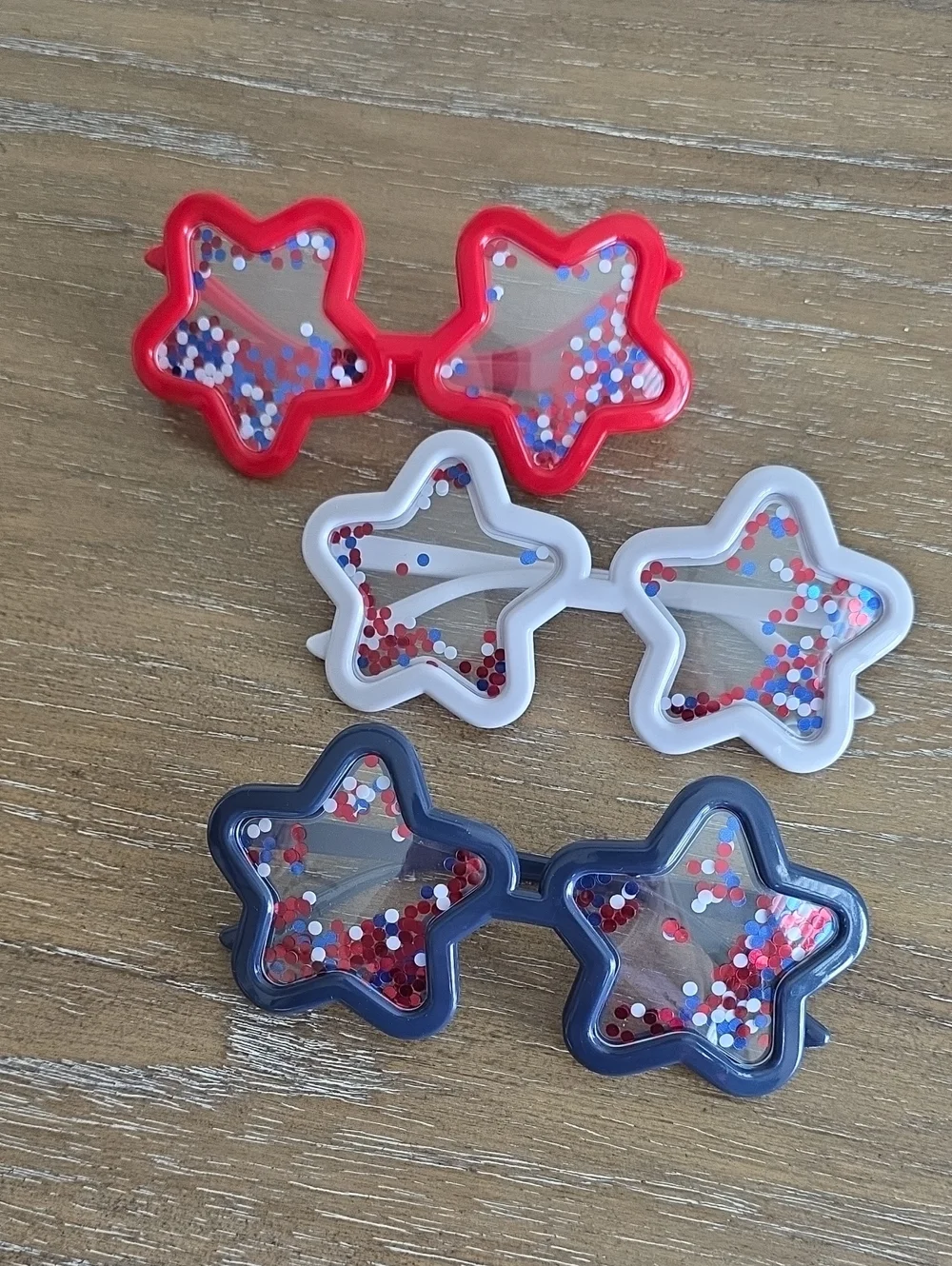 Kids Star-Shaped Confetti Sunglasses - Red, White, Navy